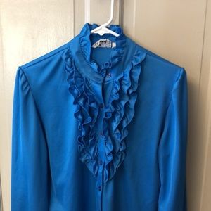 Vintage Polyester Ruffle Blouse.